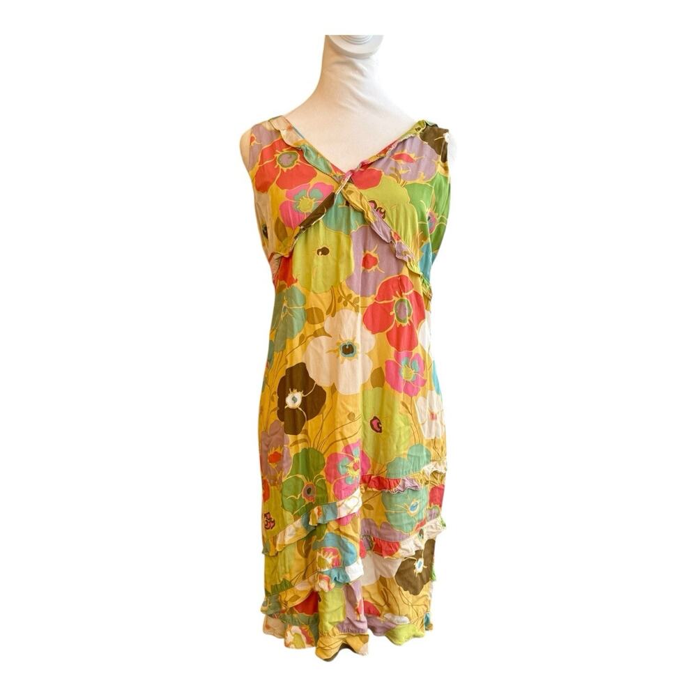 Vtg 1960s/1970s Kahala Hawaiian Dress Size 8 Multicolor Mod Psychedelic Floral